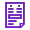 Pictogramme violet représentant une page d'un document, un CV
